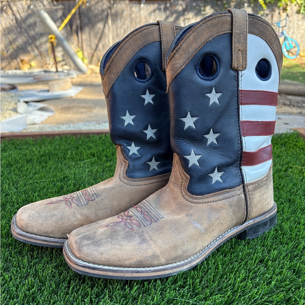 Patriotic American Flag Western Boots - Brown/Black